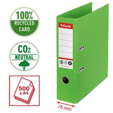 ESSELTE Iratrendező, 75 mm, A4, Co2-semleges, élvédő sínnel, ESSELTE "No.1", zöld irattartó