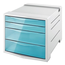 ESSELTE Irattároló, műanyag, 4 fiókos, ESSELTE "Colour` Ice", áttetsző kék irattartó
