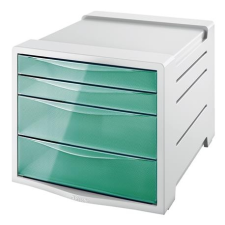 ESSELTE Irattároló, műanyag, 4 fiókos, ESSELTE "Colour` Ice", áttetsző zöld irattartó