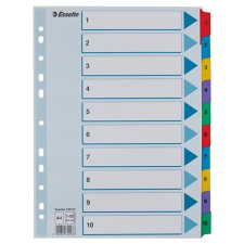 ESSELTE Regiszter, karton, A4, 1-10, ESSELTE "Mylar" regiszter és tartozékai