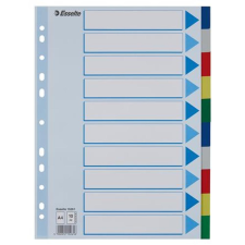 ESSELTE Regiszter, műanyag, A4, 10 részes, ESSELTE regiszter és tartozékai