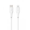 eSTUFF Infinite Super Soft USB Type-C apa - Lightning apa Adat és töltő kábel - Fehér (1m) (ES602170)