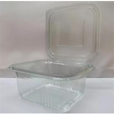. Ételtároló doboz, egybefedeles, műanyag, szögletes, 250 ml, 100 db,  Party , víztiszta papírárú, csomagoló és tárolóeszköz
