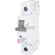 ETI 002161517 ETIMAT6 D20A 1p 6kA kismegszakító, 1 modul villanyszerelés