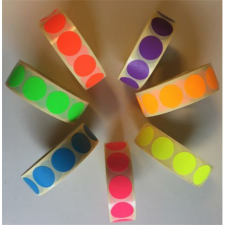 Etikett, 20 mm kör, 1000 etikett/tekercs, fluo piros etikett