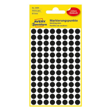 Etikett AVERY 3009 jelölőpont 8mm fekete 416 db/csomag etikett
