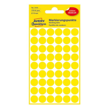Etikett AVERY 3144 jelölőpont 12mm sárga 270 db/csomag etikett