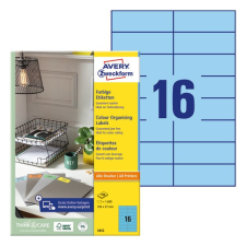 Etikett AVERY 3453 105x37mm univerzális kék 1600 címke/doboz 100 ív/doboz etikett