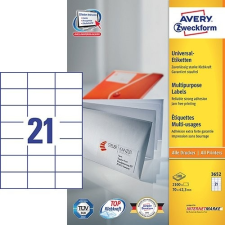  Etikett címke univerzális 3652 fehér 70x42,4mm 100ív Avery etikett