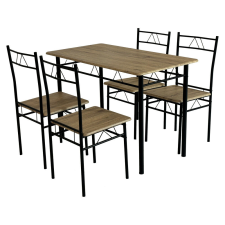  Étkezőgarnitúra 1+4, világos tölgy/fekete, PAON bútor