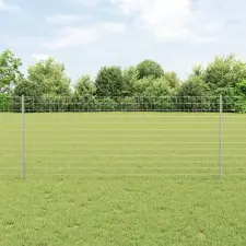  Euro Kerítés 10 U Oszloppal Ezüst 1x10 m Acél építőanyag