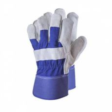 Euro Protection Bőrkesztyű marha hasítékbőrből vászon kézhát szürke/kék 12