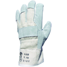 Euro Protection EP munkavédelmi bőrkesztyű, szürke marhahasíték/fehér vászon kézhát 10-es méret