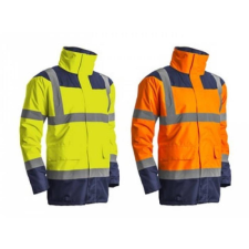 Euro Protection Védőkabát Keta jólláthatósági rejtett kapucni narancs/kék 3XL láthatósági ruházat