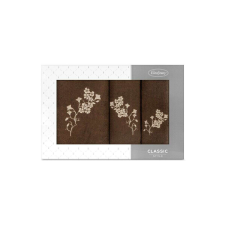 Eurofirany Blossom 3db-os virágmintás hímzett törölköző szett Barna/bézs lakástextília