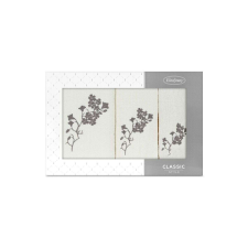Eurofirany Blossom 3db-os virágmintás hímzett törölköző szett Krémszín/grafit lakástextília