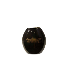 Eurofirany Lori kerámia váza Fekete/arany 14x7x16 cm dekoráció