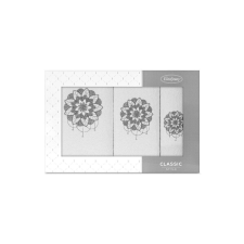 Eurofirany Lotus 3db-os lótusz mintás törölköző szett Fehér/grafit lakástextília