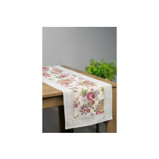 Eurofirany Virágmintás gobelin asztali futó Világosszürke/rózsaszín 45x140 cm +/-5% party kellék