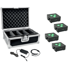 Eurolite Set 4x AKKU IP Flat Light 3 bk + Charger + Case világítás