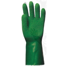 EuroProtection 3815 MÁRTOTT ZÖLD KREPP LATEX munkavédelmi kesztyű, ÉRDES, CSÚSZÁSÁLLÓ, 32CM