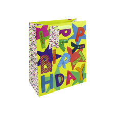 Eurowrap Ltd. Eurowrap ajándéktasak (26,5x33x14 cm) Happy Birthday, neon feliratos (5) ajándéktasak