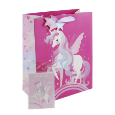 Eurowrap Ltd. Eurowrap ajándéktasak (26,5x33x14 cm) pink, unikornisos (4) ajándéktasak