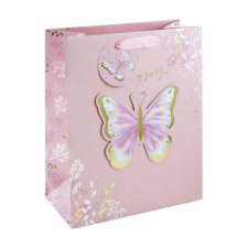 Eurowrap Ltd. Eurowrap ajándéktasak (26,5x33x14 cm) rózsaszín, 3D pillangós (4) ajándéktasak