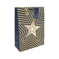 Eurowrap Ltd. Eurowrap ajándéktasak (33x45,5x15 cm) kraft, kék, csillagos (5) ajándéktasak