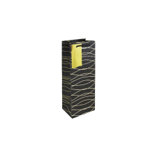 Eurowrap Ltd. Eurowrap italtasak (12,7x35,5x9 cm) fekete, arany hullámos (5) ajándéktasak