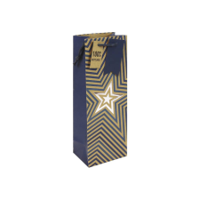 Eurowrap Ltd. Eurowrap italtasak (12,7x35,5x9 cm) kraft, kék csillagos (5) ajándéktasak