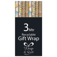 Eurowrap Ltd. Eurowrap tekercses csomagolópapír (70x300 cm) kraft, virágos, 4-féle 2022 mintás csomagolópapír