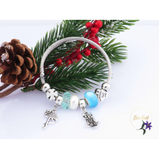  Evelin antiallergén pandora stilusú kék charm karkötő-rodium karkötő