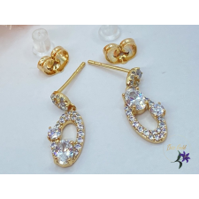  Evelina antiallergén ovális sok köves fülbevaló 18K - fehér fülbevaló