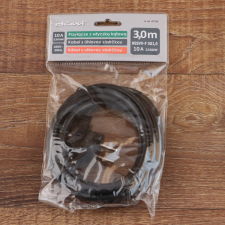 EverFlourish Hungary Kft. Csatlakozóvezeték földelt dugóval, 3m, fekete,16A hosszabbító, elosztó