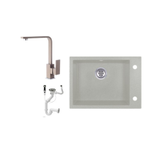 Evinion K615-45B Gránit Mosogató + Design Csap + Dugóemelő (bézs) fürdőkellék