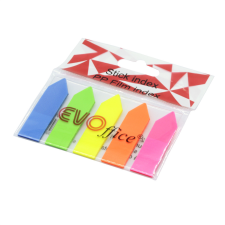 EVO Jelölőcímke műanyag nyíl 12,7x44mm, 5 neon szín 5x20 db EVOFFICE információs címke