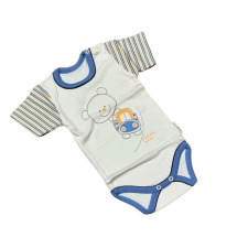 Ewa Rövid ujjú Body - Fehér/Kék Macis Csíkos Ujjal - 74 kombidressz, body