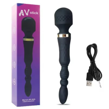  EwToys - Emily - Dupla élvezet Wand - Fekete, szilikon, anális vibrátor véggel vibrátorok