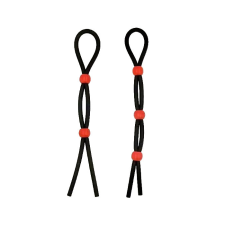  EwToys- szilikon, fekete állítható pénisz-heregyűrű - kettő/három golyóval péniszgyűrű