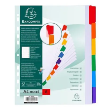 Exacompta Elválasztólap karton Exacompta A/4 maxi 6 részes fehér, színes laminált regiszterrel regiszter és tartozékai