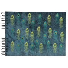 Exacompta fotóalbum (32x22cm, 50old, fekete lap, spirál, fekvő) zöld, pávatollas fényképalbum
