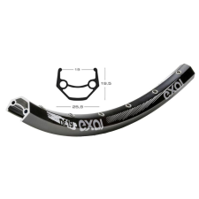 Exal DC19 MTB felni, 29 col (622x25/19 mm), 36H, tárcsafékes, fekete, 590g kerékpár és kerékpáros felszerelés