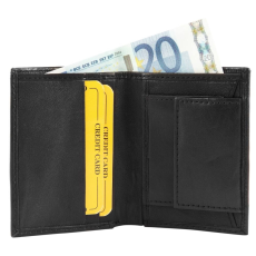 Excellanc uniszex pénztárca valódi bőrből, 10x8 cm, fekete