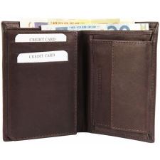  Excellanc uniszex pénztárca valódi bőrből, 12x9 cm, sötétbarna pénztárca