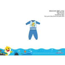 ExityKft. Baby Shark baba pizsama - jersey pamut pizsama - világoskék - 92