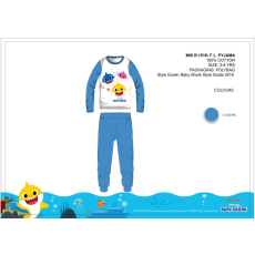 ExityKft. Baby Shark gyerek jersey pizsama - pamut pizsama - középkék - 110