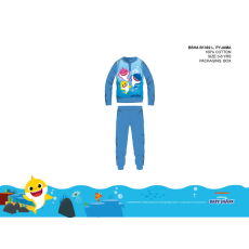 ExityKft. Baby Shark gyerek pizsama kisfiúknak - jersey pamut pizsama - világoskék - 104