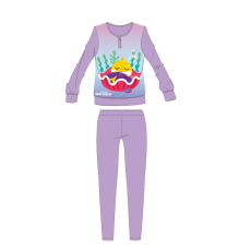 ExityKft. Baby Shark gyerek pizsama kislányoknak - jersey pamut pizsama - lila - 110