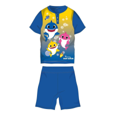 ExityKft. Baby Shark nyári rövid ujjú gyerek pizsama - pamut jersey pizsama - középkék-sárga - 104